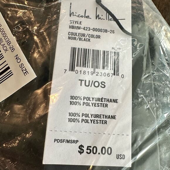 NWT Nicole Miller Black Vegan Leather Quilted Small Handbag Crossbody Gold Chain - Picture 4 of 7